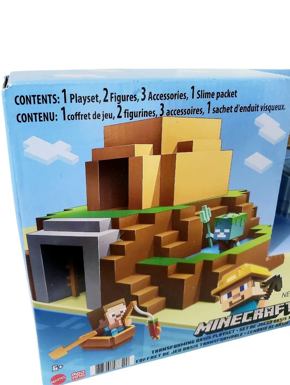 Mattel Minecraft Transforming Oasis Playset GYR75 Steve & Drowned Minifigs New